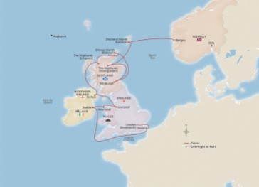 2019 British Isles Explorer Itinerary Map